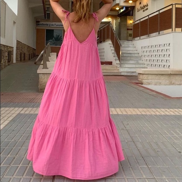 Zara Tiered Chiffon Midi Dress NWT - Picture 3 of 16